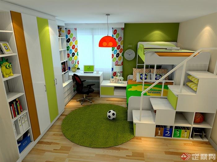 儿童房,高低床,书柜,衣柜,桌椅