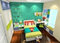 儿童房设计,床,书桌,飘窗,衣柜