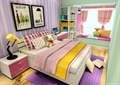 儿童房设计,床,书桌,书柜,飘窗