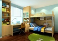 儿童房,高低床,桌椅,书柜,置物柜
