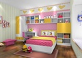儿童房设计,床,书桌,展示柜,衣柜