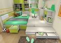 儿童房设计,床,抽屉,书桌,衣柜
