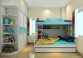 儿童房,高低床,榻榻米式床,衣柜