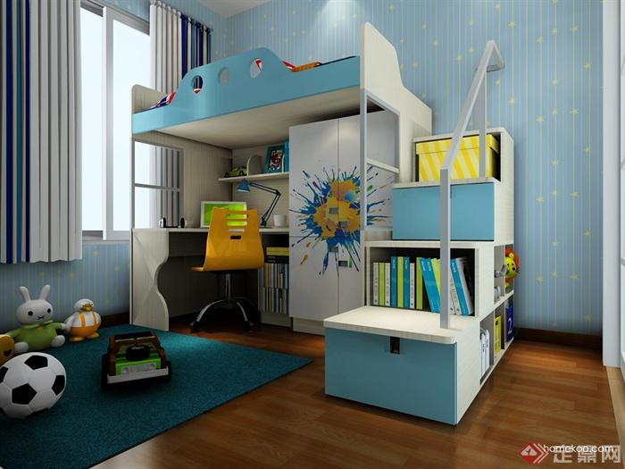 儿童房,高低床,柜子
