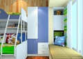 儿童房设计,衣柜,飘窗,高低床