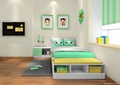 儿童房设计,床,装饰画,床头柜