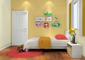 儿童房设计,床,装饰画,床头柜