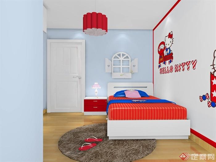 儿童房设计,床,床头柜
