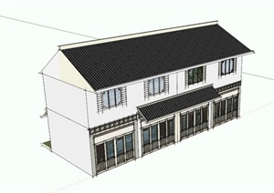 雅致两层住宅建筑设计SU(草图大师)模型