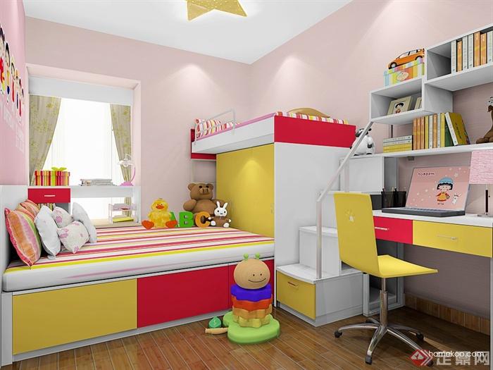 儿童房,儿童床,榻榻米式床,书桌椅