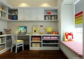 儿童房设计,书桌,飘窗,书柜