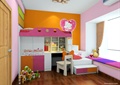 儿童房,高低床,书桌,飘窗,衣柜