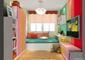 儿童房设计,床,黑板,书桌,衣柜