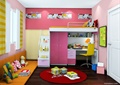 儿童房设计,床,书桌,坐凳,地毯