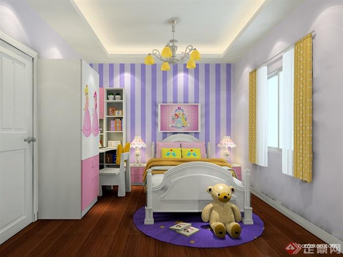 儿童房,儿童床,衣柜,吊灯