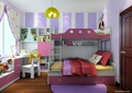 儿童房,高低床,榻榻米式床,书柜,桌椅,柜子