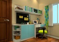 儿童房设计,书桌,书柜,黑板