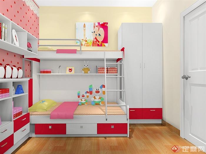 儿童房,高低床,衣柜,柜子