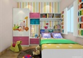 儿童房设计,床,书架,床头柜,衣柜