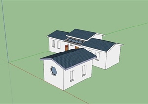 现代农村单层住宅建筑设计SU(草图大师)模型