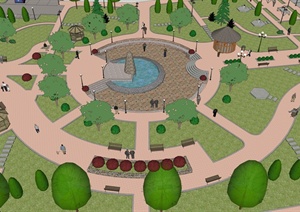 某现代风格公园景观设计SU(草图大师)模型