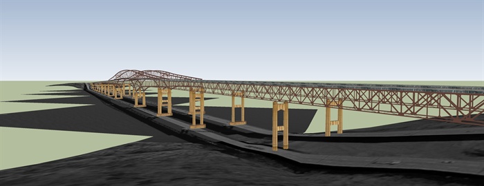 某现代跨江大桥设计SU模型
