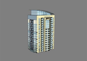 某现代风格小高层办公楼设计SU(草图大师)模型