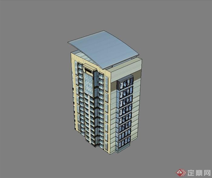 某现代风格小高层办公楼设计su模型(3)