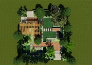 某现代水池庭院景观设计SU(草图大师)模型