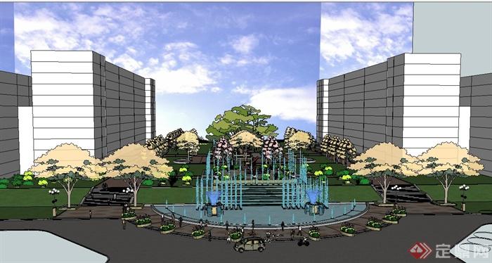 校园中心广场景观设计SU模型(2)