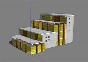 某现代风格独特造型别墅设计SU(草图大师)模型