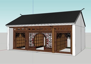 古典中式文化展览建筑SU(草图大师)模型