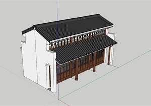 古典中式简约住宅建筑设计SU(草图大师)模型