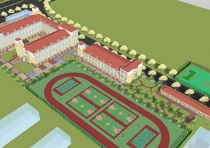欧式学校初中部方案Su精细设计模型