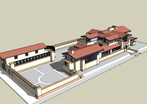 赖特设计托马斯别墅住宅建筑SU(草图大师)模型
