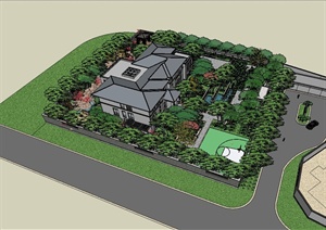 帝王级别的私家别墅住宅景观及建筑设计SU(草图大师)模型