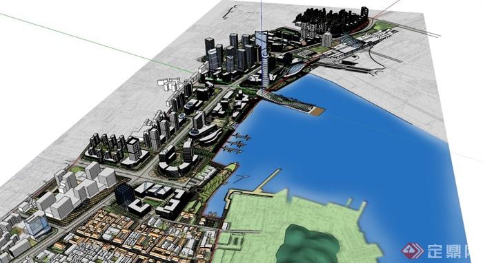 一个滨海城市城规设计SU模型(2)