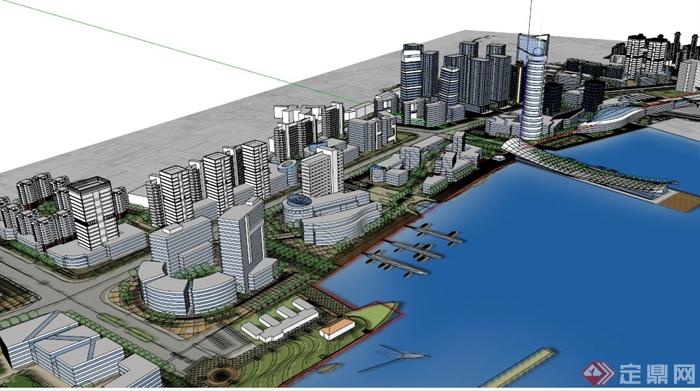 一个滨海城市城规设计SU模型(3)
