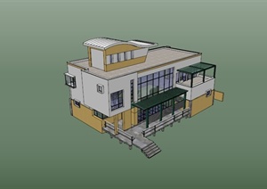现代舒适两层别墅建筑设计SU(草图大师)模型
