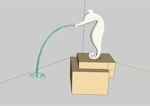 海马造型喷水雕塑设计SU(草图大师)模型