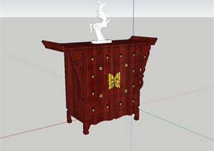 古典中式风格木质贡柜设计SU(草图大师)模型