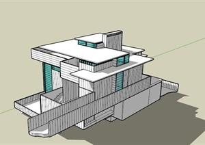 赖特设计某住宅别墅建筑设计SU(草图大师)模型