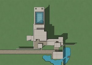 赖特设计台阶式住宅建筑SU(草图大师)模型