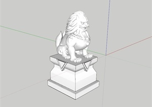 现代中式石狮子雕塑设计SU(草图大师)模型