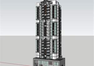 某现代风格小区高层住宅楼设计SU(草图大师)模型
