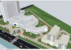 现代医院总体建筑设计SU(草图大师)模型