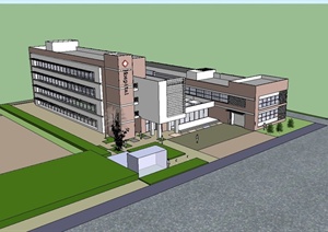 某现代风格多层医院建筑SU(草图大师)模型