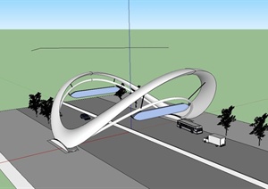 某现代公路门拱设计SU(草图大师)模型