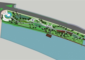 某现代风格河滨公园设计SU(草图大师)模型
