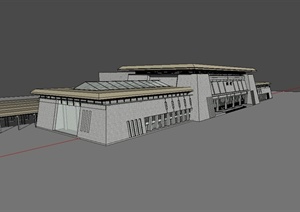 某现代中式风格保定火车站建筑设计SU(草图大师)模型